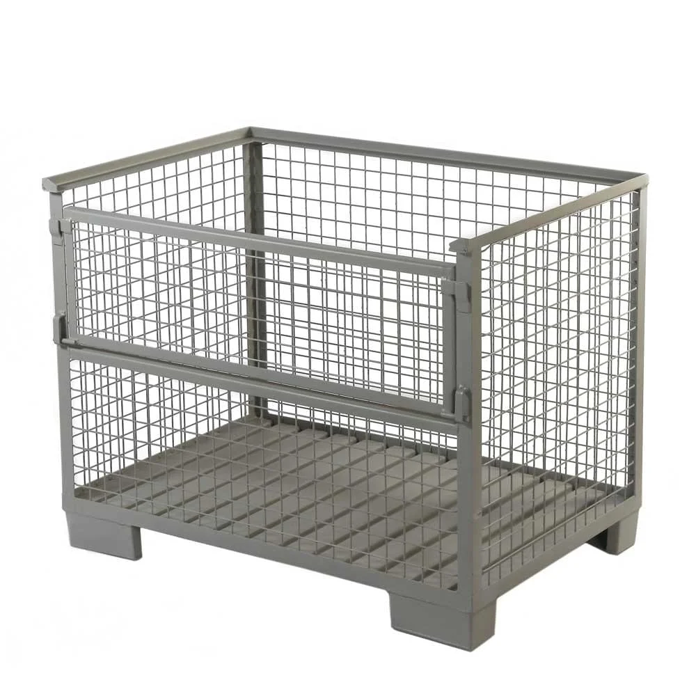 Custom Powder Plated Wire Foldable Rigid Metal Storage Box Cage Pallet Metal Container