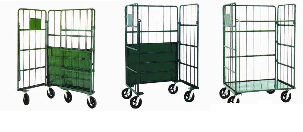 4 Side Steel Cage Trolley Nestable Roll Pallets for Storage