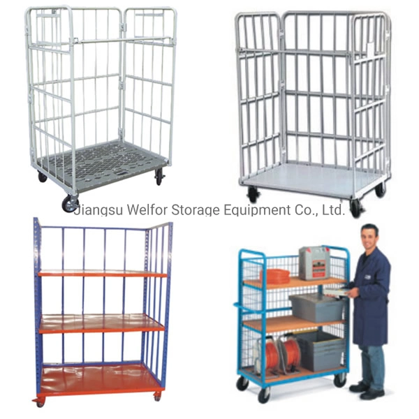 4 Side Steel Cage Trolley Nestable Roll Pallets for Storage